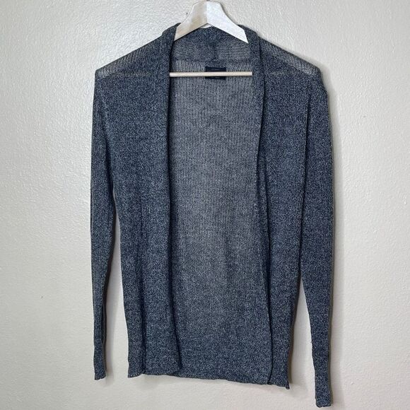 ALLSAINTS Sweater Womens Small Gray Open Front Cardigan Wool Linen Bland - Picture 1 of 9